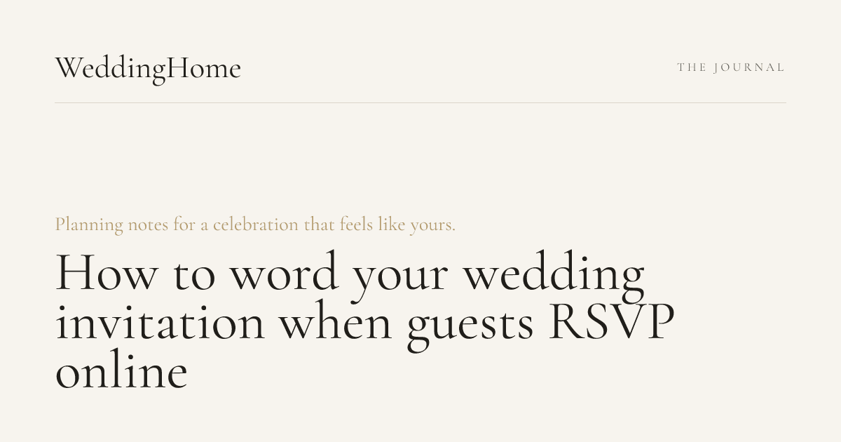 Editorial ivory banner for a guide to wedding invitation wording and online RSVPs