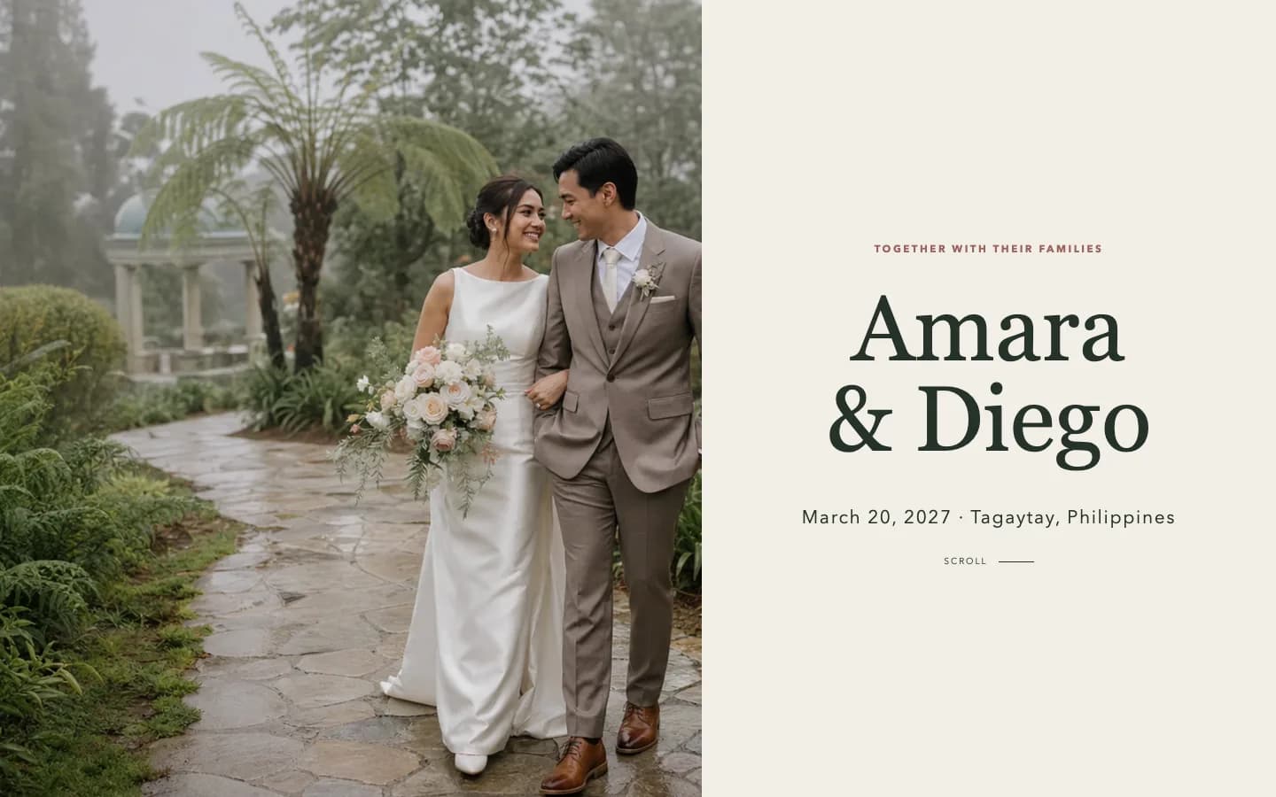 Amara & Diego showcase photograph in a desktop frame